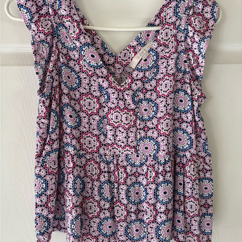 LOFT Multicolor Patterned Sleeveless Blouse SP